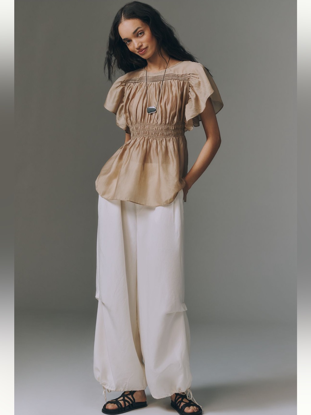 Nwt! Anthropologie Smocked Sheer Blouse